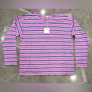 NWT Women's Kule The Modern Long Striped Purple Long Sleeve Cotton Shirt XL RARE